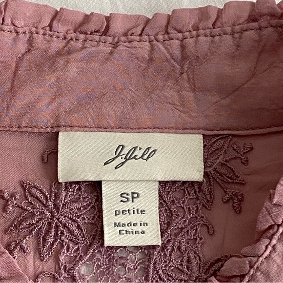 J Jill Silky Embroidered Lace Bohemian Peplum Top Blouse - Picture 8 of 13